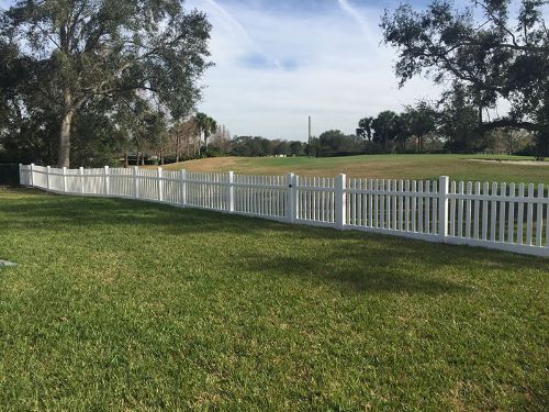 Vinyl fence around a property