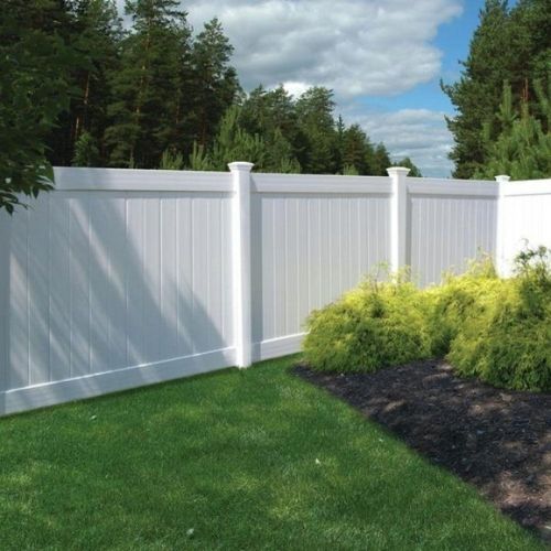 Vinyl privacy fence around the yard