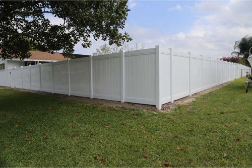 Vinyl fence around a residential property