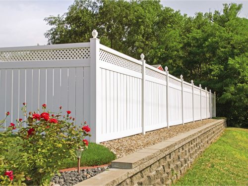 Vinyl privacy fence around a home