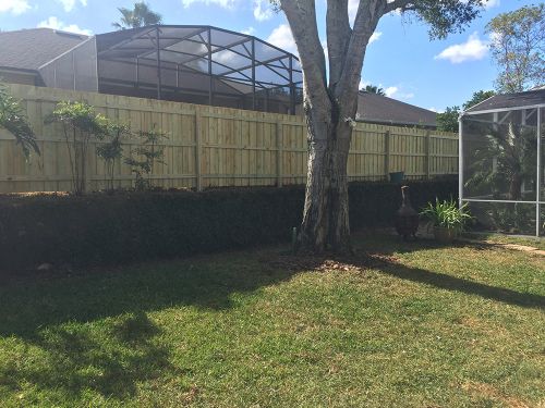 Wood fence surrounding property