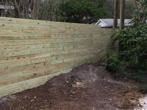 Horizontal wood fence