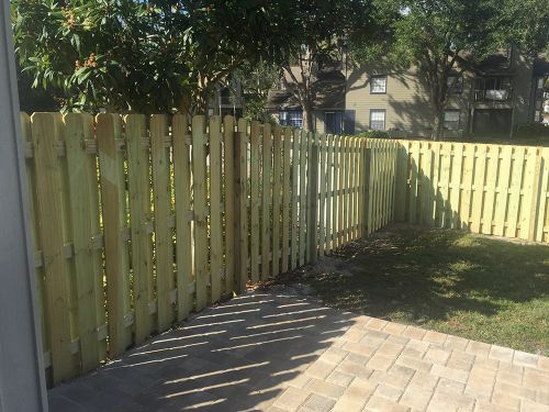 Wood fence around residential property