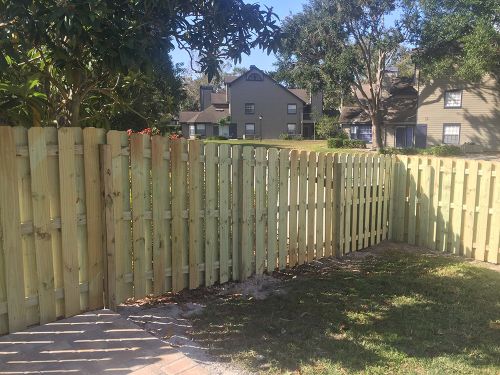 Wood fence around residential property